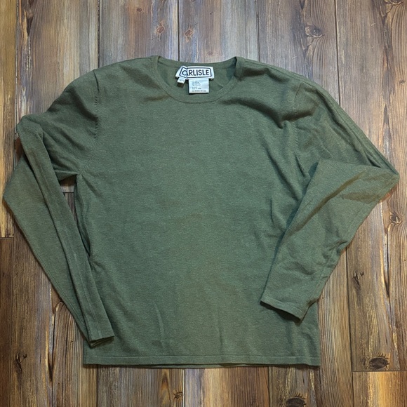 Carlisle Sweaters - Carlisle Women's Olive Silk mix Crew Neck Sweater Large